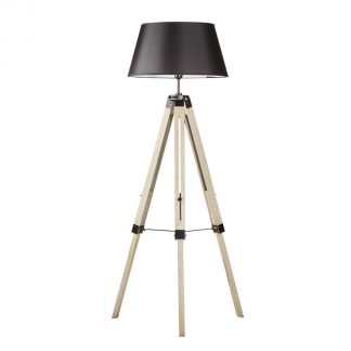 Large Tripod Lamp with Black Shade